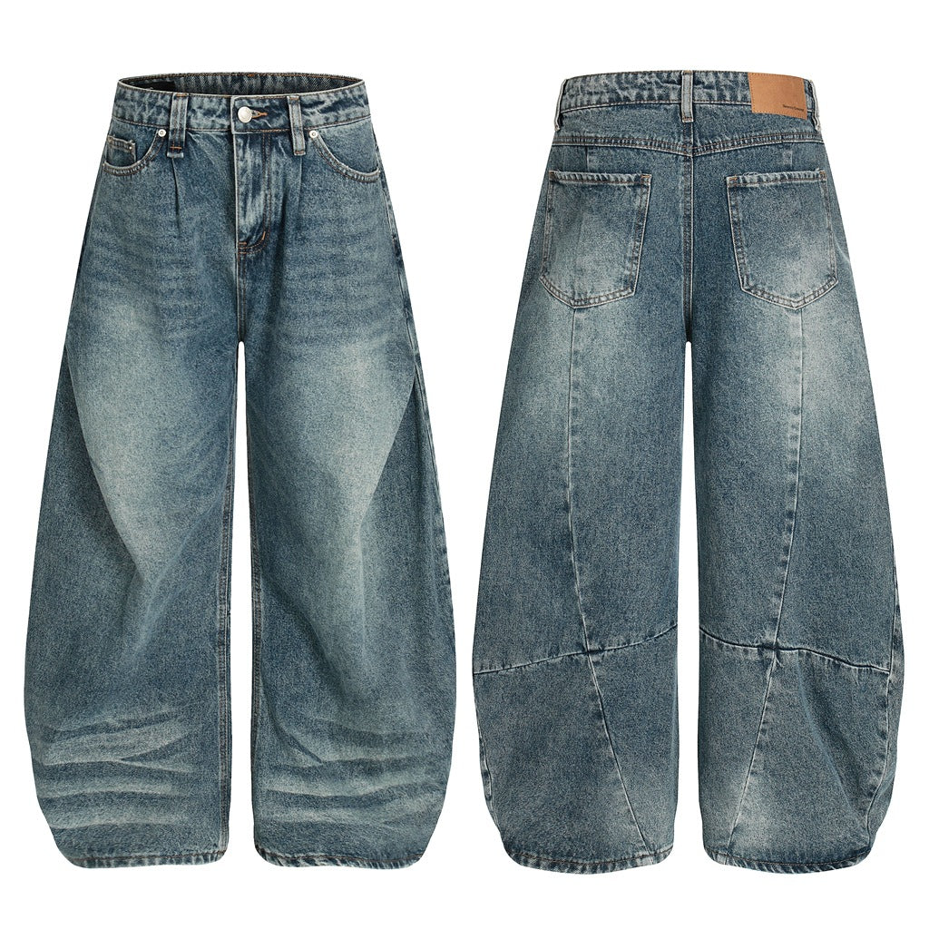Washed Barrel Wide Leg Denim Jeans WN26108