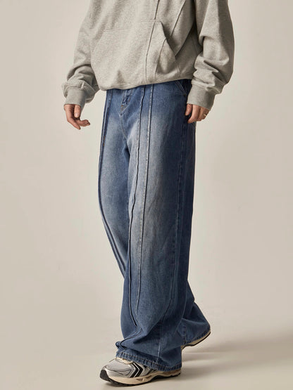 Wide-leg Seam Design Denim Jeans WN6238