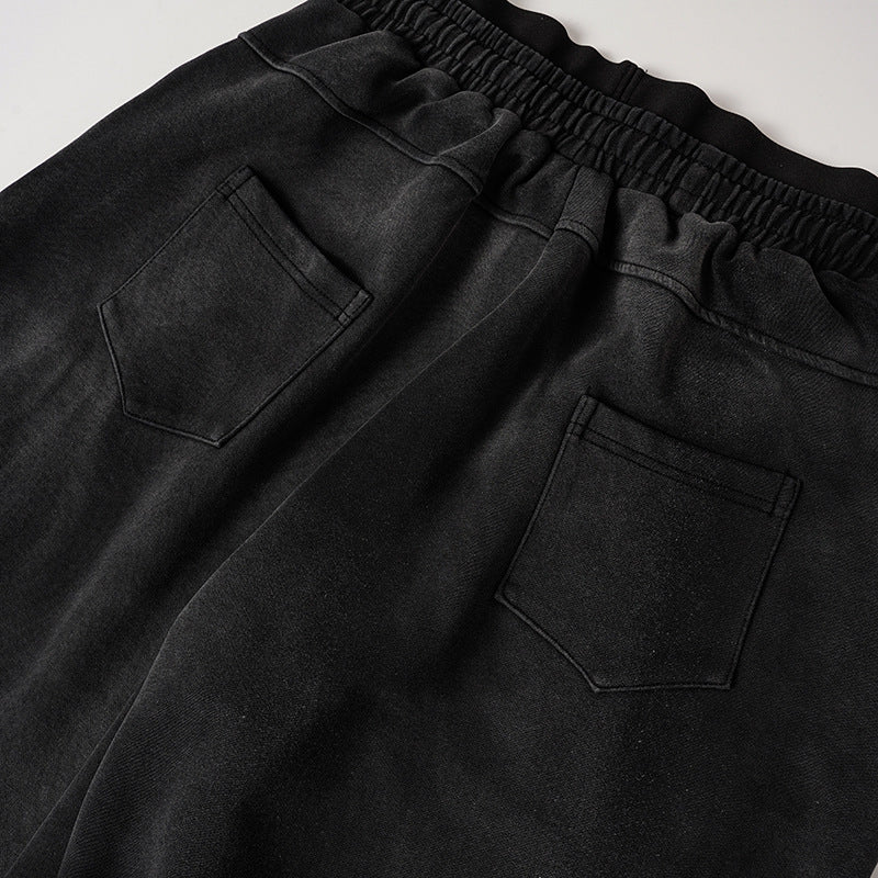 Washed Double Waist Print Wide Leg Sweatpants WN27834