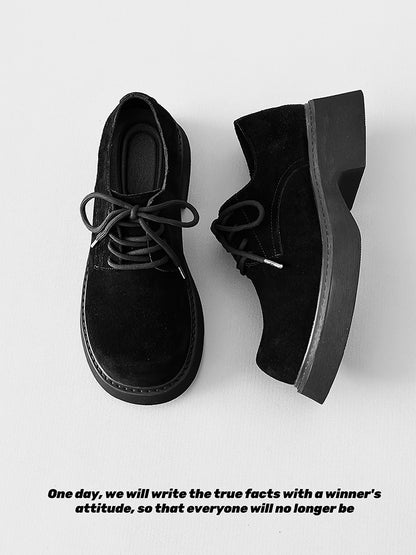 Suede Lace Up Thick Sole Shoes WN24509