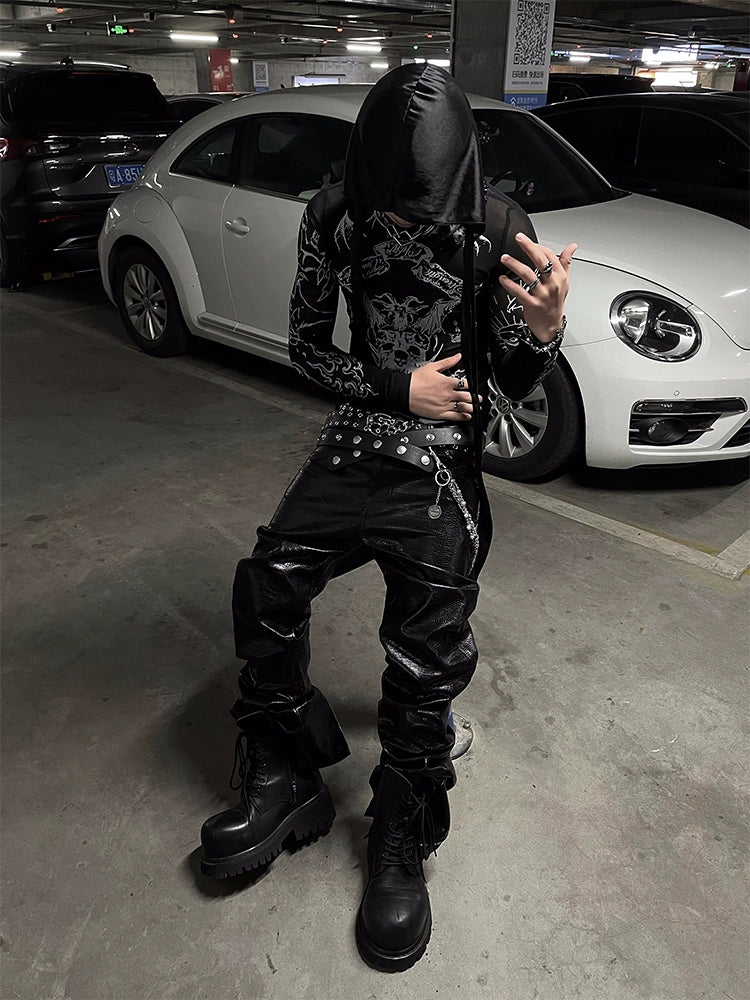 Mesh See-Through High-Neck Long Sleeve T-Shirt WN16309