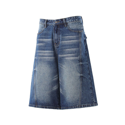 Denim Wash Wide Leg Half Pants WN25644