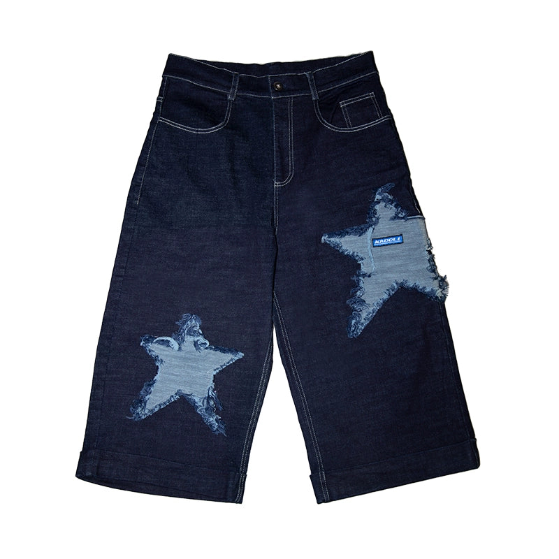 Star Patch Design Denim Half Jeans WN20224