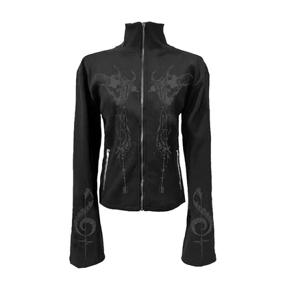 Art Print Velvet Zipper Jacket WN20910