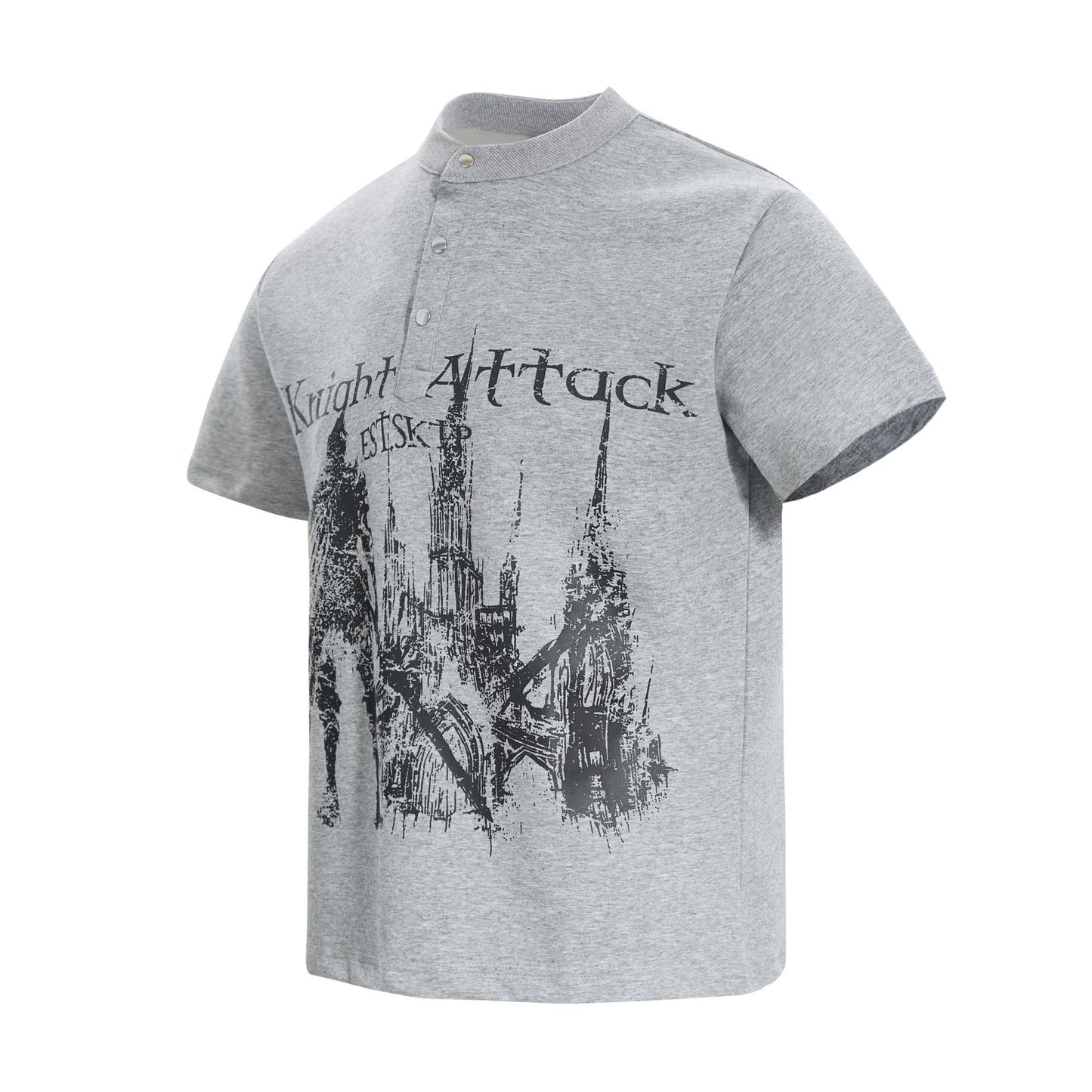 High-Neck Knight Graphic Short Sleeve Polo Shirt WN25839