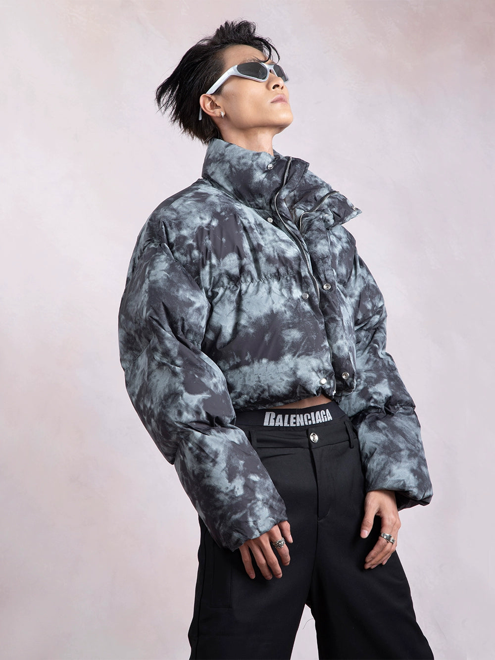 Tie-Dye Stand Neck Puffer Jacket WN9322