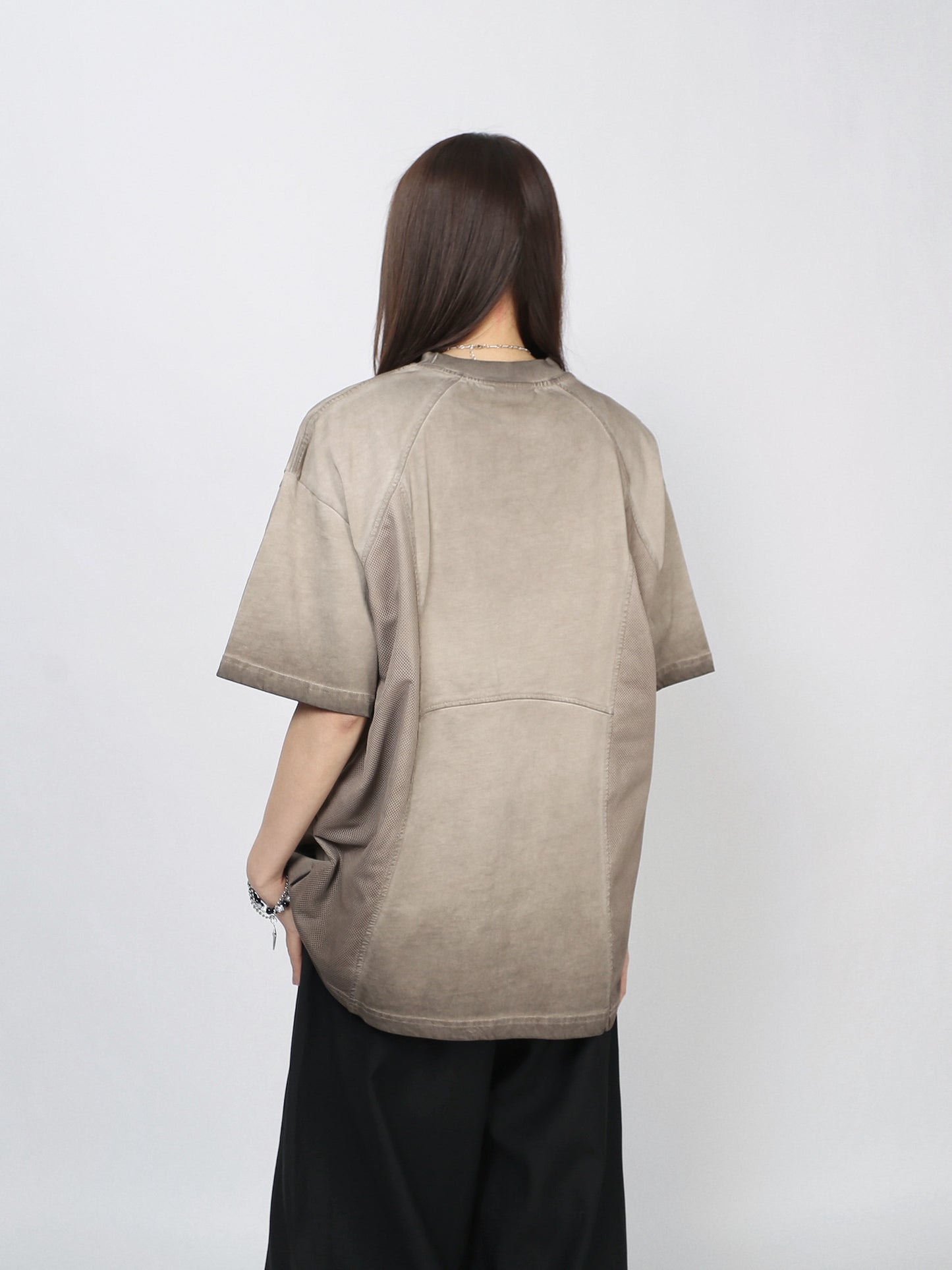 Washed Patchwork Oversize Short Sleeve T-Shirt WN24406