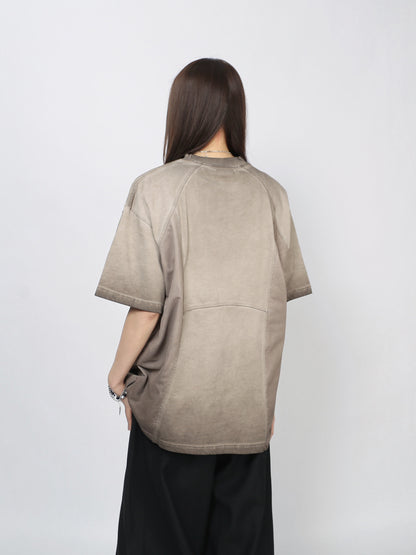 Washed Patchwork Oversize Short Sleeve T-Shirt WN24406