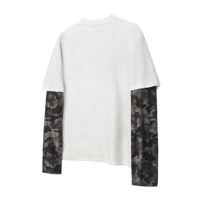 Leopard Horse Print Fake Layered Long Sleeve T-Shirt WN25784
