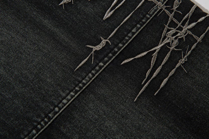 Embroidery Wide-Leg Cargo Denim Jeans WN11366