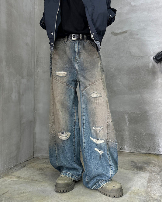 Damage Design Wide Leg Denim Jeans WN21169