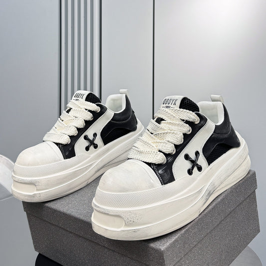 Platform Round Toe Mesh Lace-Up Sneakers WN24828
