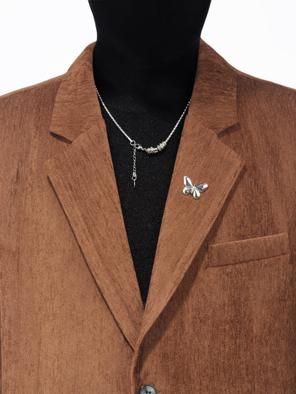 Suede Texture Tailored Jacket & Wide Leg Trousers Setup WN23696
