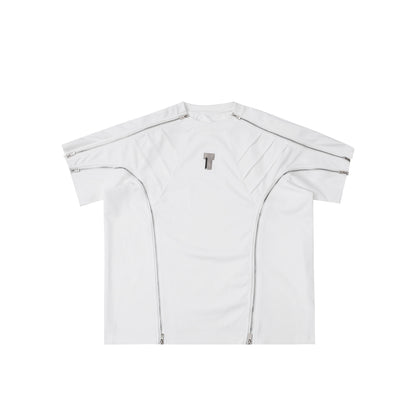 Metal Zipper Design Short Sleeve T-Shirt WN5308