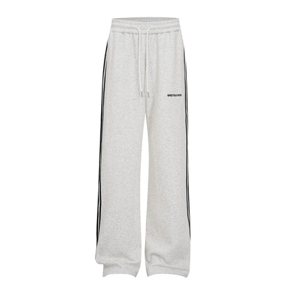Stripe Zipper Hoodie & Wide Leg Drawstring Sweatpants Setup WN27993