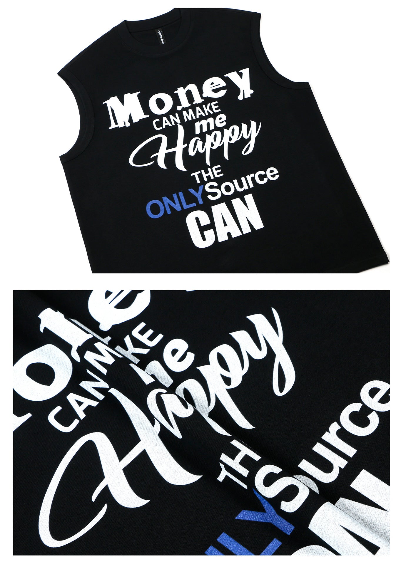 Letter Print Oversize Sleeveless T-Shirt WN26340