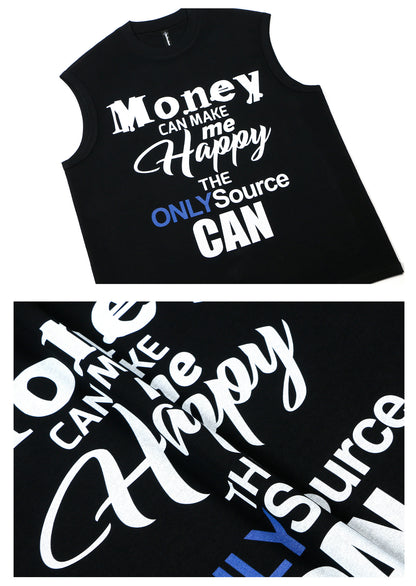 Letter Print Oversize Sleeveless T-Shirt WN26340