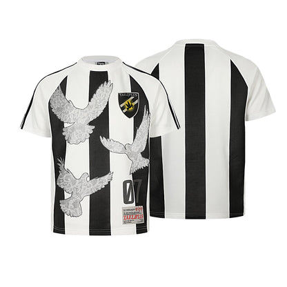 Stripe Bird Embroidery Short Sleeve T-Shirt WN25449