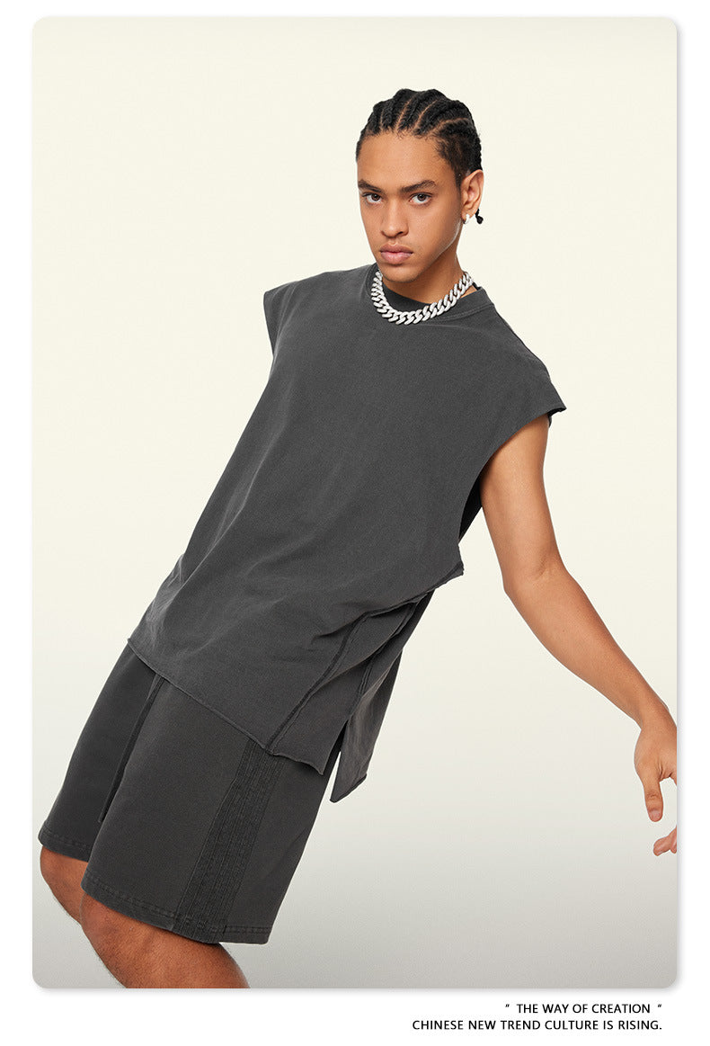 Washed Oversize Sleeveless T-Shirt WN6069