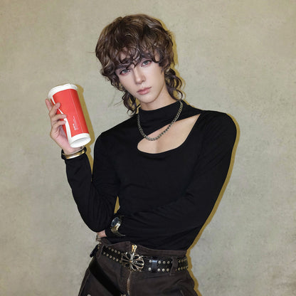 Cut-Out Design Long Sleeve T-Shirt WN25040