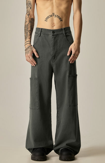 Washed Wide Leg Cargo Pants WN8965