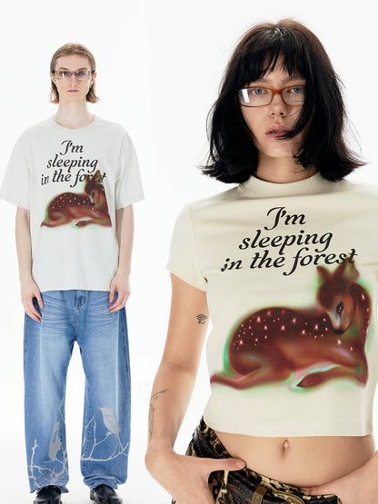 Deer Print Short Sleeve T-Shirt & Tank Top WN19034