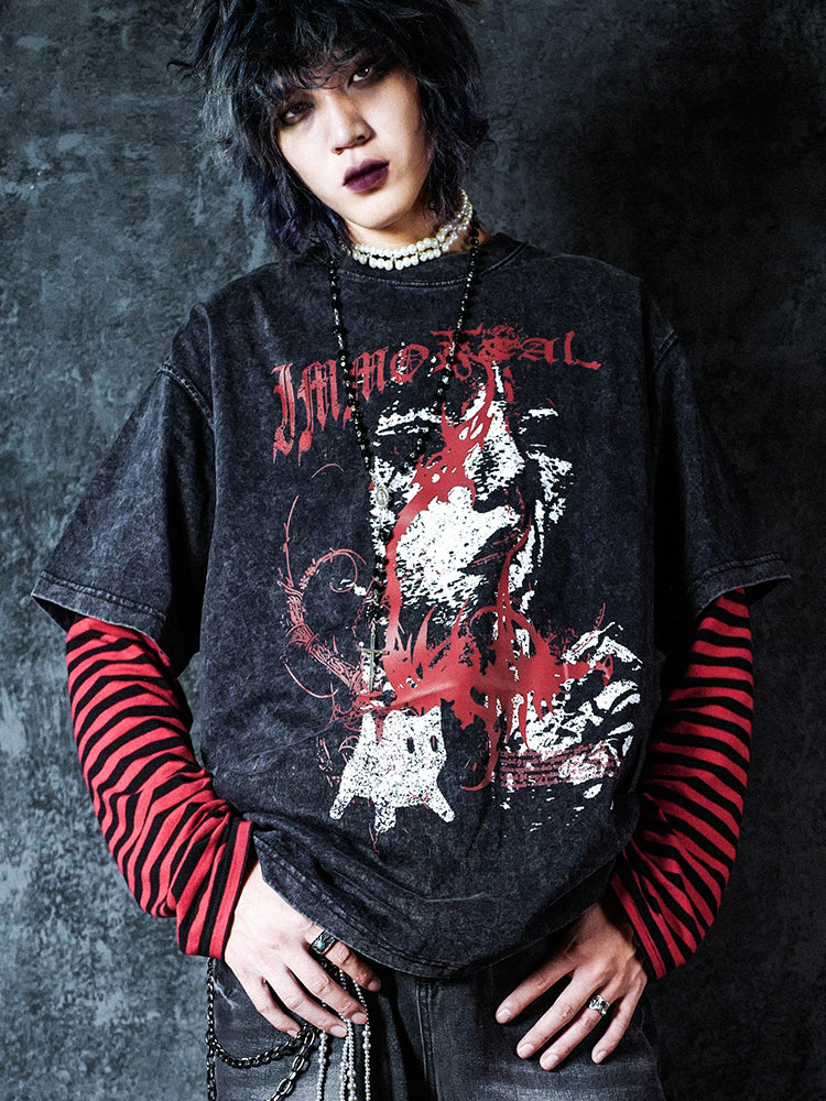 Washed Graphic Print Short Sleeve T-Shirt WN15945