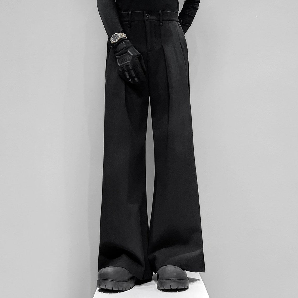 Draped Flare Straight Trousers WN23869