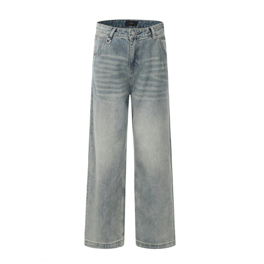 Washed Heavy-Duty Straight Denim Jeans WN12775