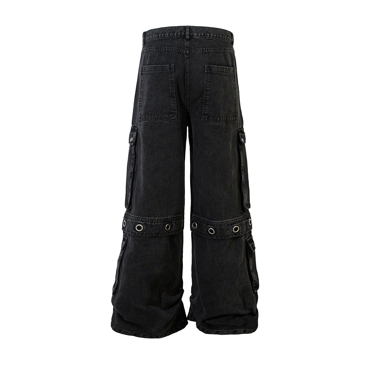 Washed Eyelet Cargo Denim Jeans WN25447