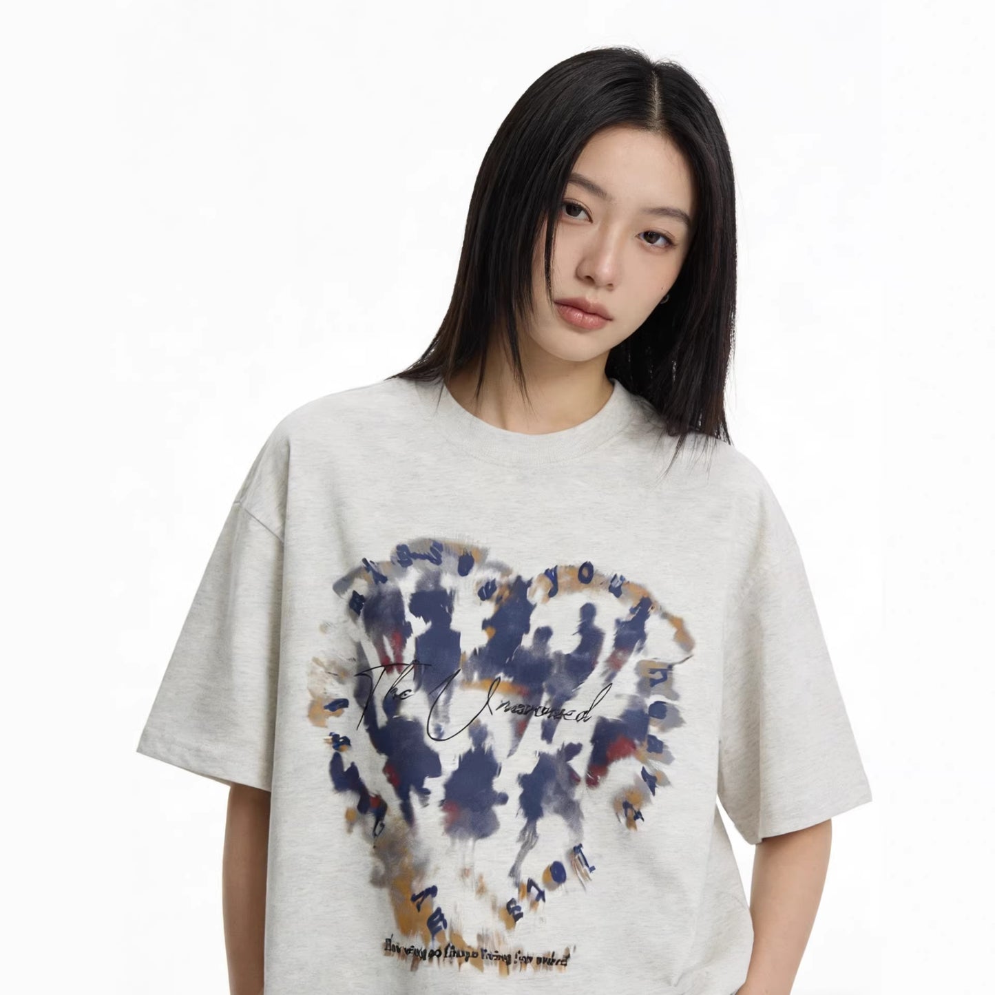 Heart Graffiti Oversize Short Sleeve T-Shirt WN25657