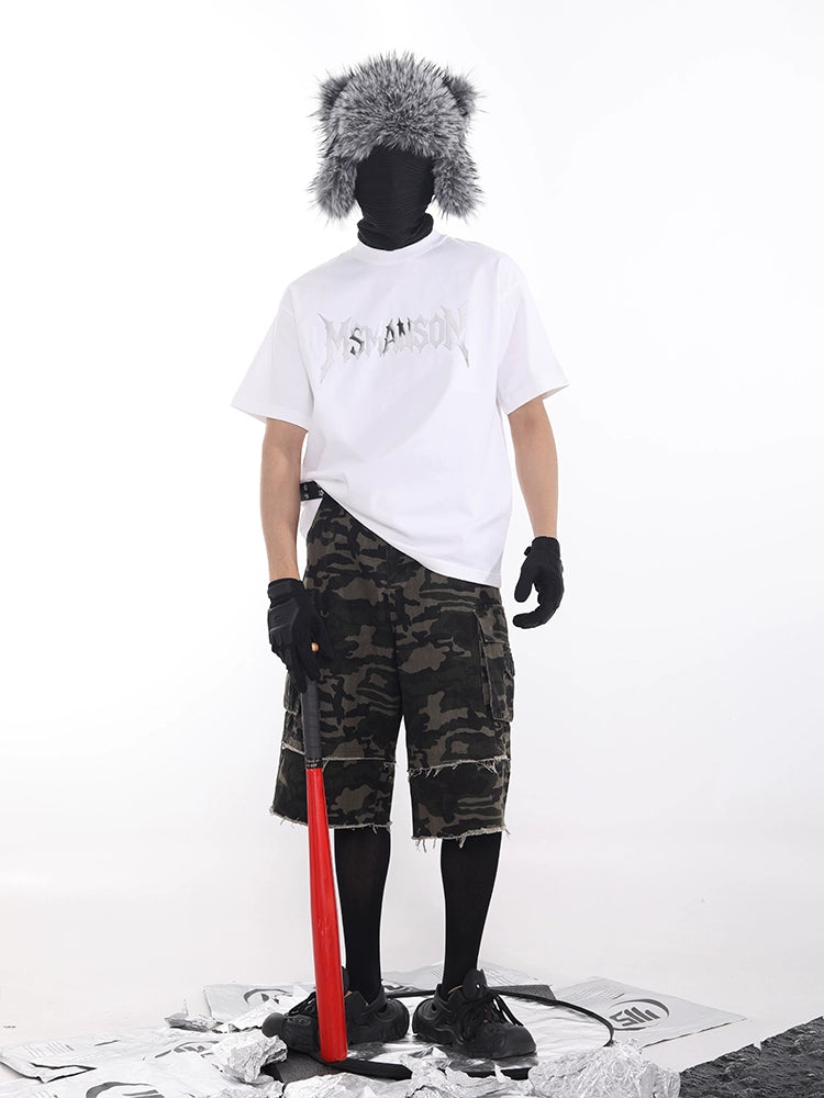 Camouflage Cargo Patchwork Half Pants WN18723
