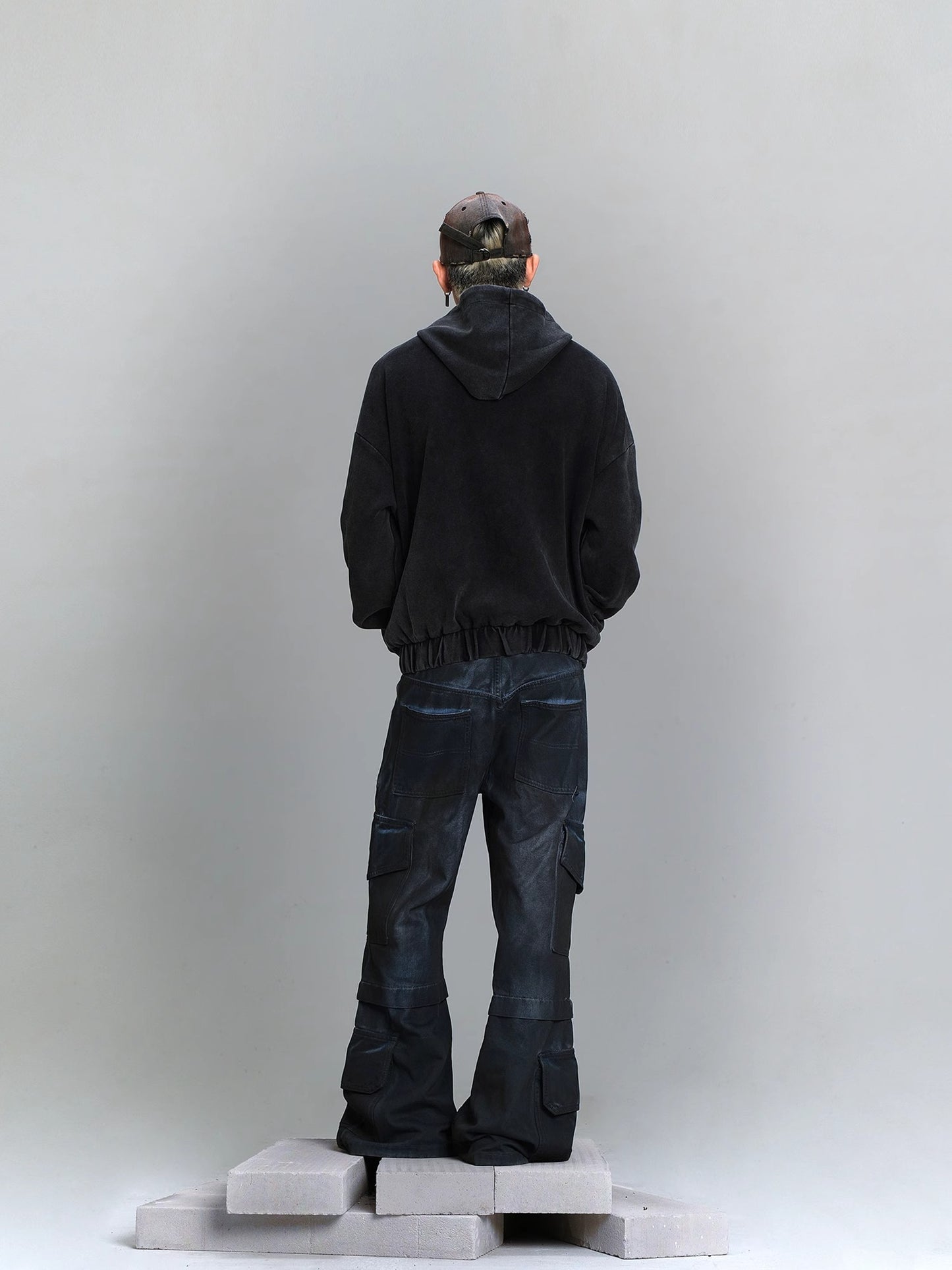 Washed Oversize Zipper Hoodie WN8434