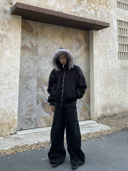 Fake Fur-Collar Zipper Padded Jacket WN22182