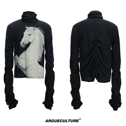 Glitter High-neck Oversize Long-sleeve T-shirt WN22675