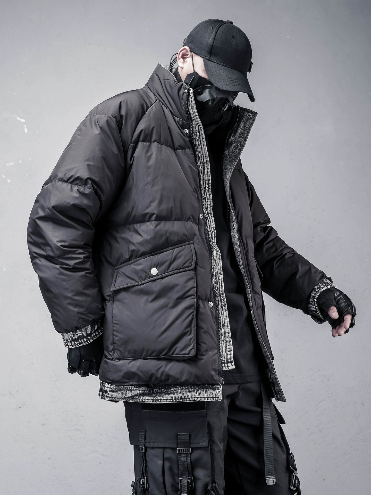 Fake Layered Stand Neck White Duck Down Jacket WN22447