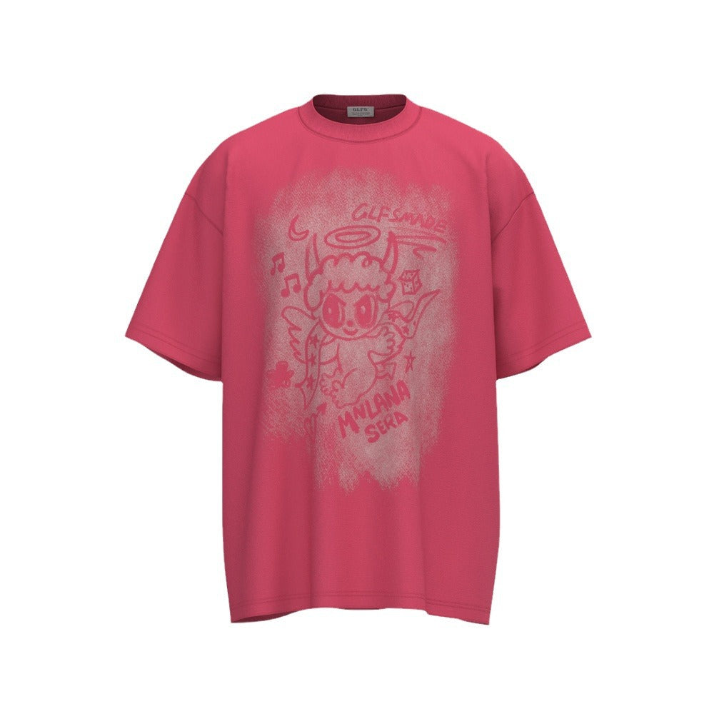 Graffiti Cartoon Print Short Sleeve T-Shirt WN26594