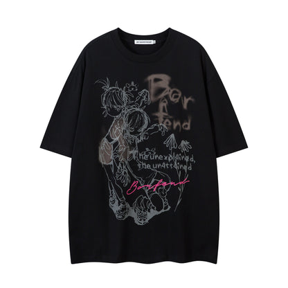 Illustration Graffiti Letter Short Sleeve T-Shirt WN25430