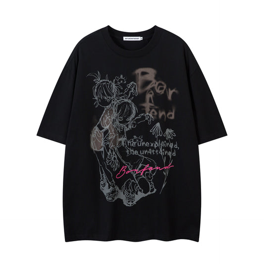 Illustration Graffiti Letter Short Sleeve T-Shirt WN25430