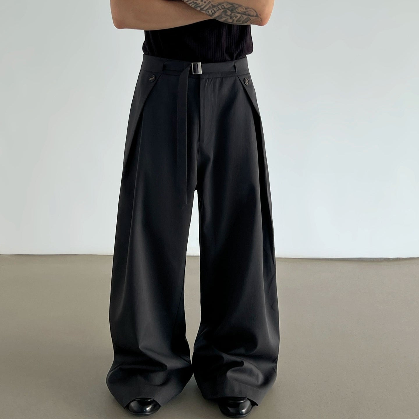 Pleats Linen Wide Leg Trousers WN21454