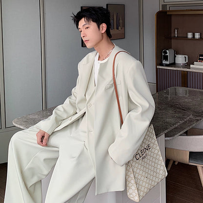 Fake Layered Tailored Jacket & Wide Leg Trousers Setup WN20399