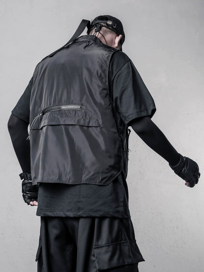 Multi-Pocket Metal Buckle Vest WN22438