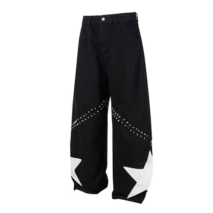 Star Studs Wide Leg Denim Jeans WN25509