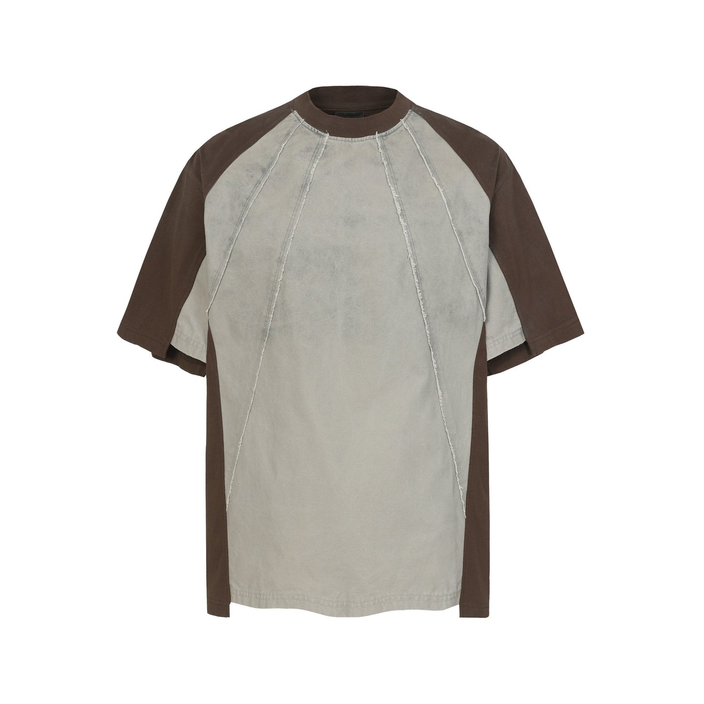 Washed Raw-Edge Splice Short Sleeve T-Shirt WN25743