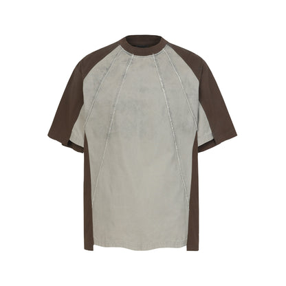 Washed Raw-Edge Splice Short Sleeve T-Shirt WN25743