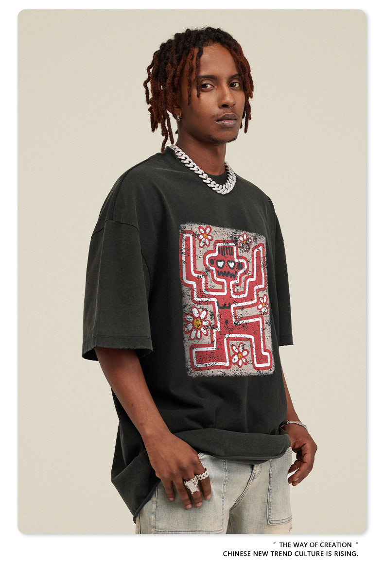 Washed Print Short Sleeve T-Shirt WN7824