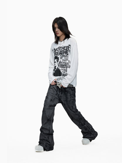Oversize Graphic Print Lightweight Long Sleeve T-Shirt WN27373
