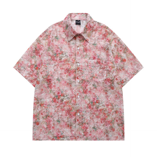 Floral Jacquard Oversize Short Sleeve Shirt WN18541