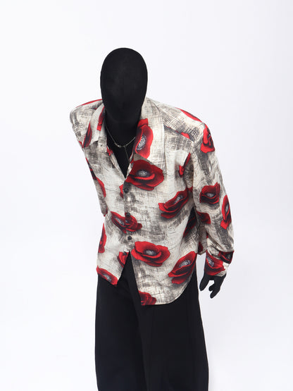 Oversize Rose Print Shirt WN23679