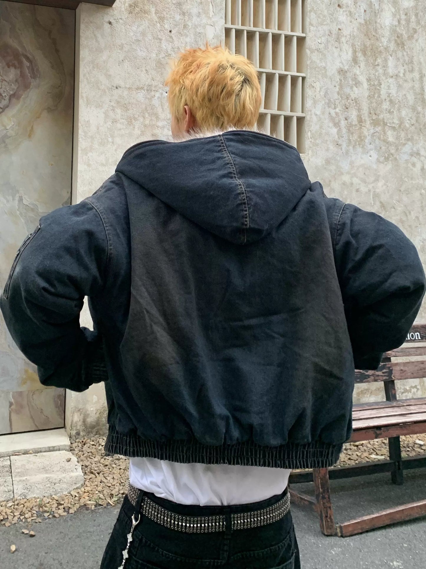 Fake Fur Plush Canvas Padded Jacket WN22181